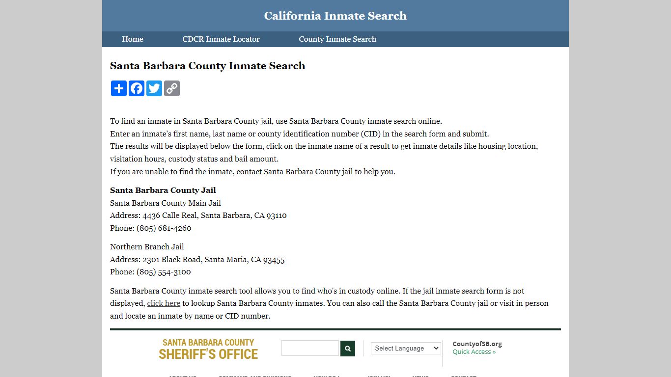 Santa Barbara County Inmate Search